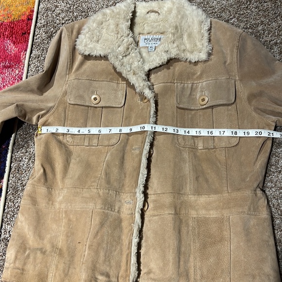 Wilsons Leather tan suede coat women XL brown cream - Picture 15 of 17